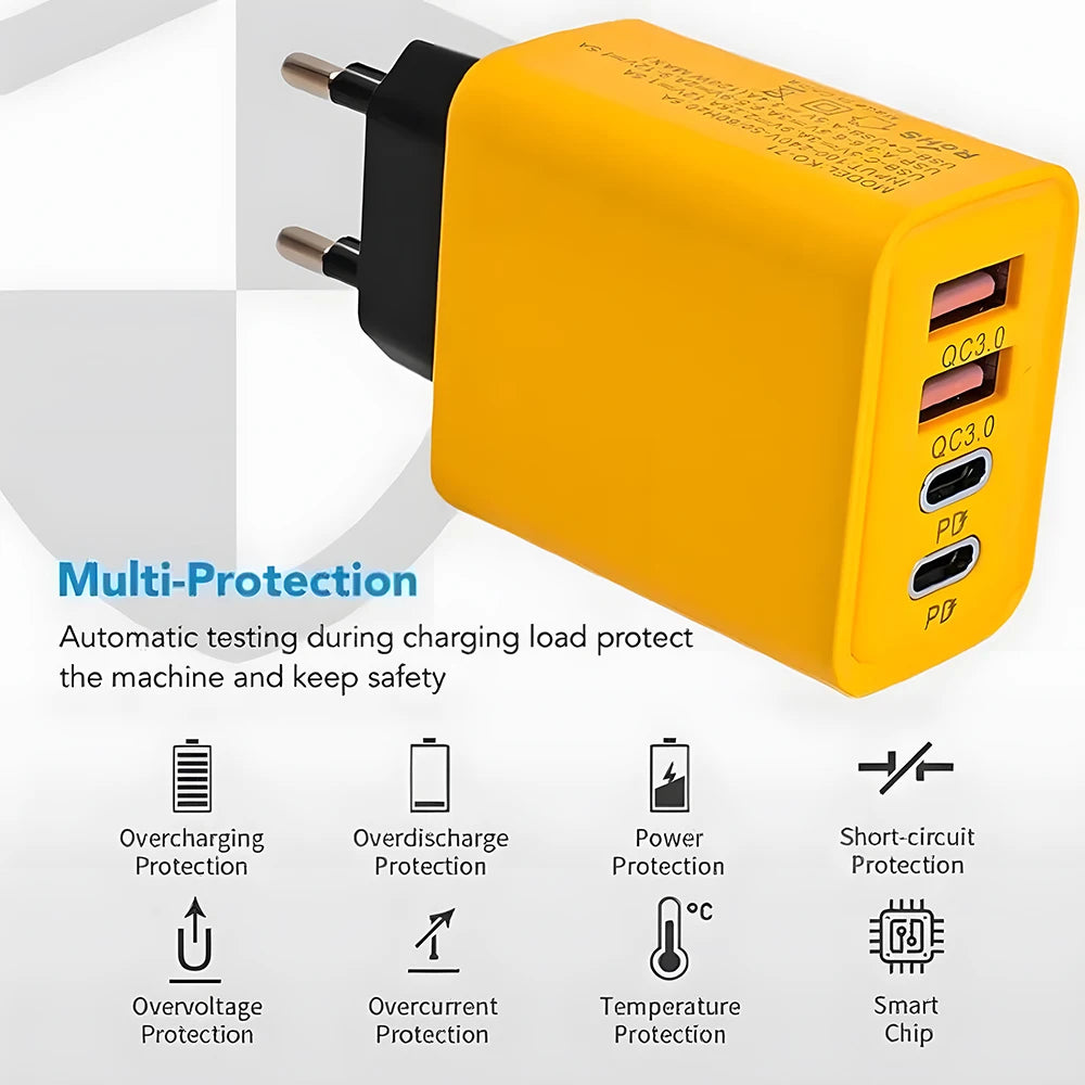 Carregador USB-C PD com Carga Rápida 3.0 – Adaptador de Parede Tipo C Ultra Eficiente - Invicta Center